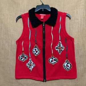Christmas Sweater Vest MERRY & BRIGHT Macy’s Womens Sz L